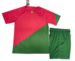 Fan Kitbag Portugal Style Kids Soccer Kit Jersey Youth Sizes (Red/Green Home SS) Request price list !