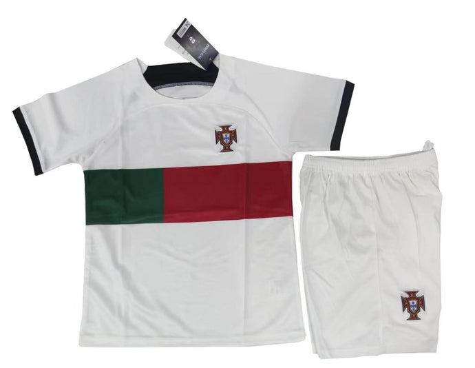 Fan Kitbag Portugal Style Kids Soccer Kit Jersey Youth Sizes (Away SS)